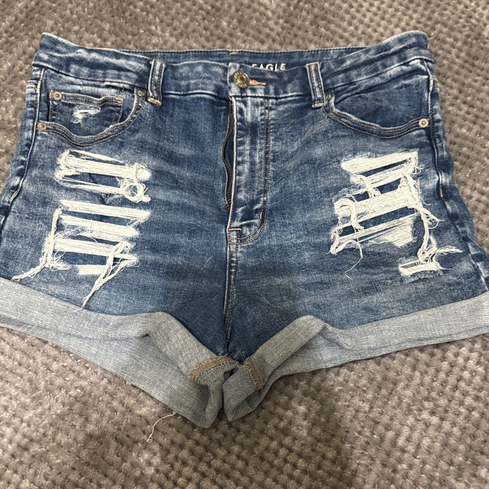 American eagle  Distressed Denim Shorts in Blue